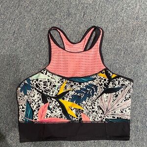 Body Glove Coral Mesh Racerback Sports Bra with Tropical Print